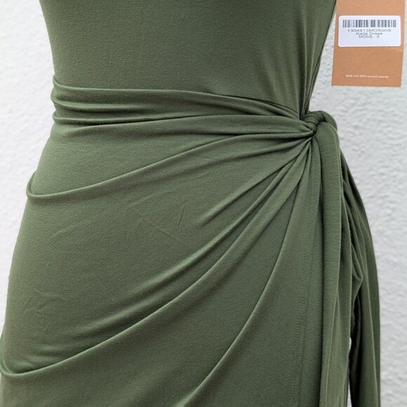 NWT REFORMATION Jeans Kaila Knit Wrap Midi Dress In Moss Green Size Small - Picture 5 of 13